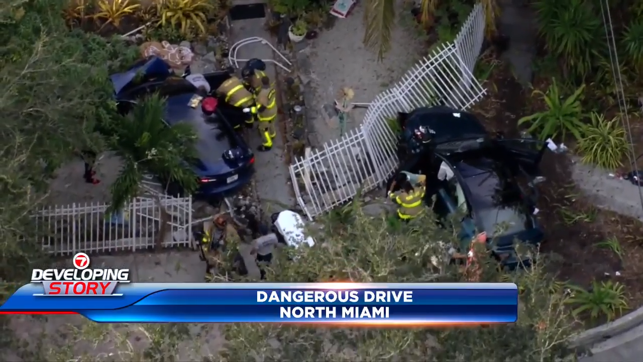 NORTH MIAMI, FLA. (WSVN) - Multiple people were injured with one person being airlifted to a hospital after a crash ended with one car veering<a class="excerpt-read-more" href="https://wsvn.com/news/local/miami-dade/1-airlifted-3-others-hospitalized-after-vehicle-crashes-through-fence-outside-home-in-north-miami/">Read More</a>
