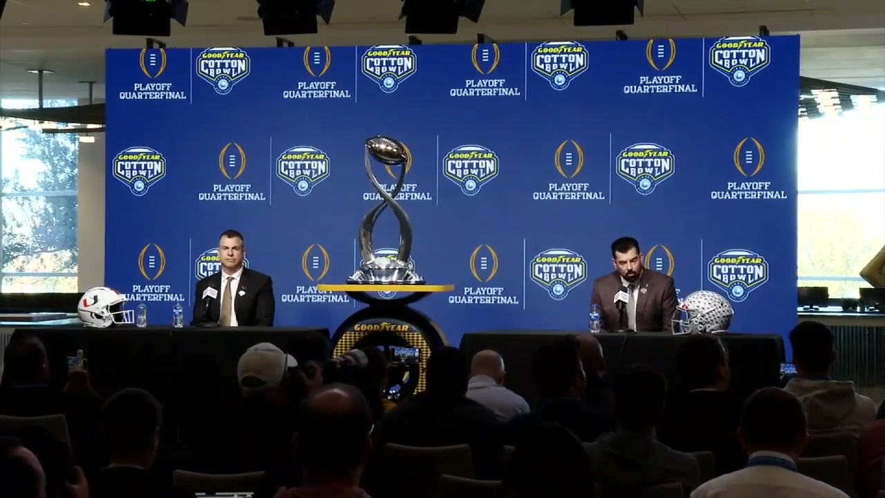 Canes, Buckeyes head coaches hold final presser before Cotton Bowl; UM fans fly into Texas to cheer on team – WSVN 7News | Miami News, Weather, Sports | Fort Lauderdale