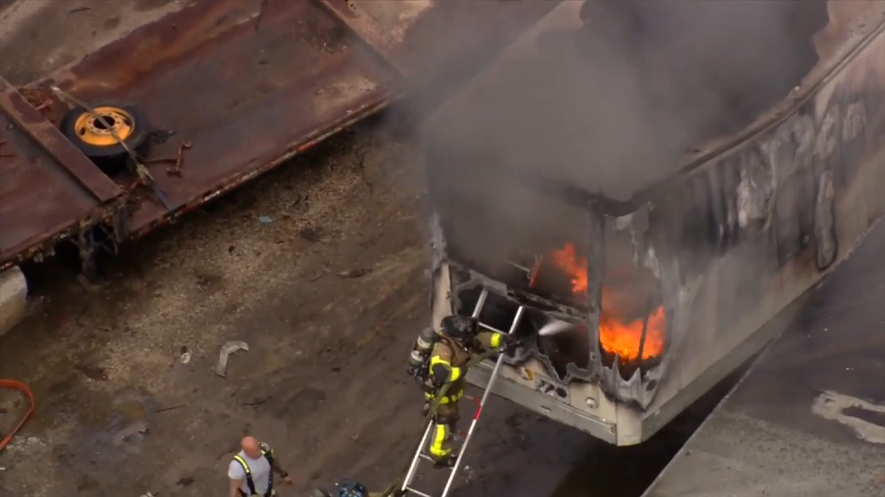 18-wheeler fire under control at salvage yard in NW Miami-Dade, officials say