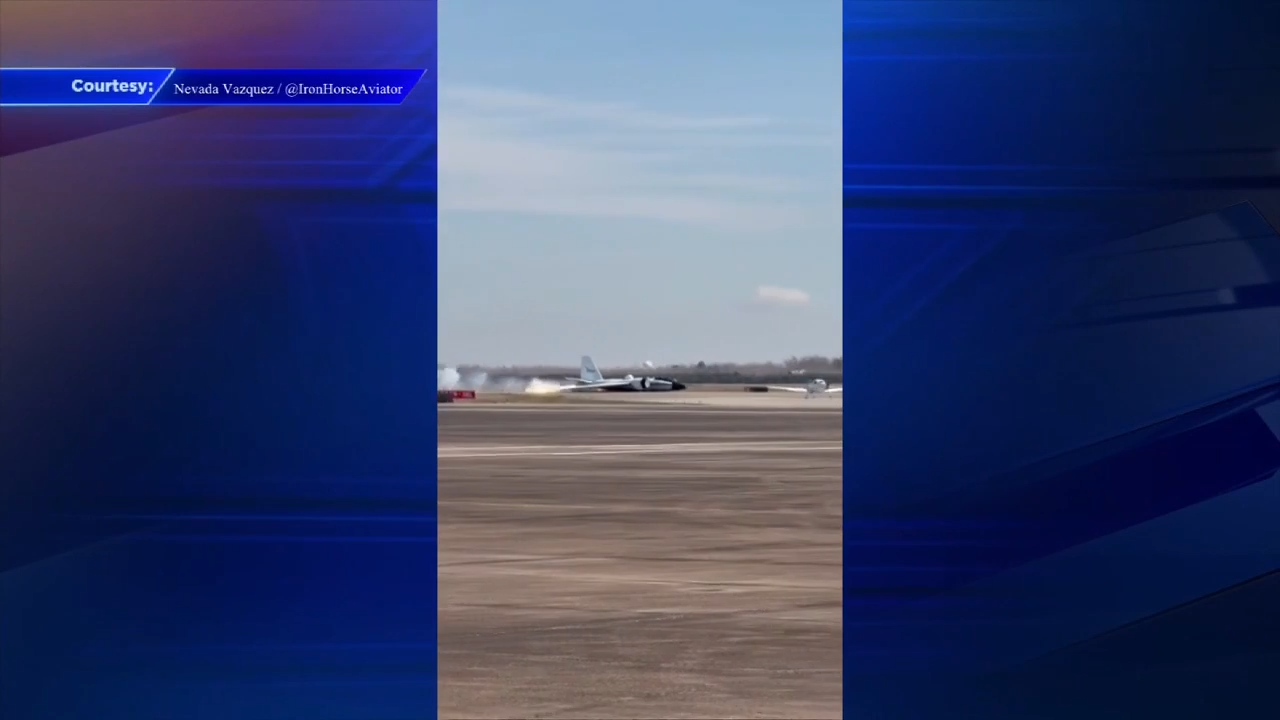 Video shows flames flying from NASA plane that touched down without landing gear
