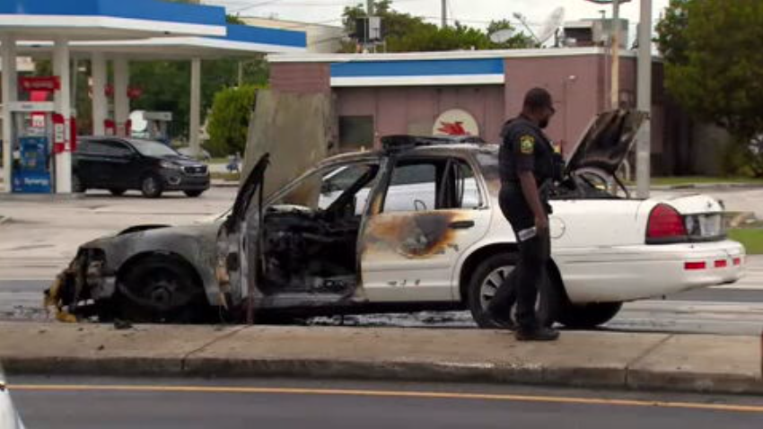 Fire crews extinguish apparent police cruiser fire in Miami Gardens; no injuries reported
