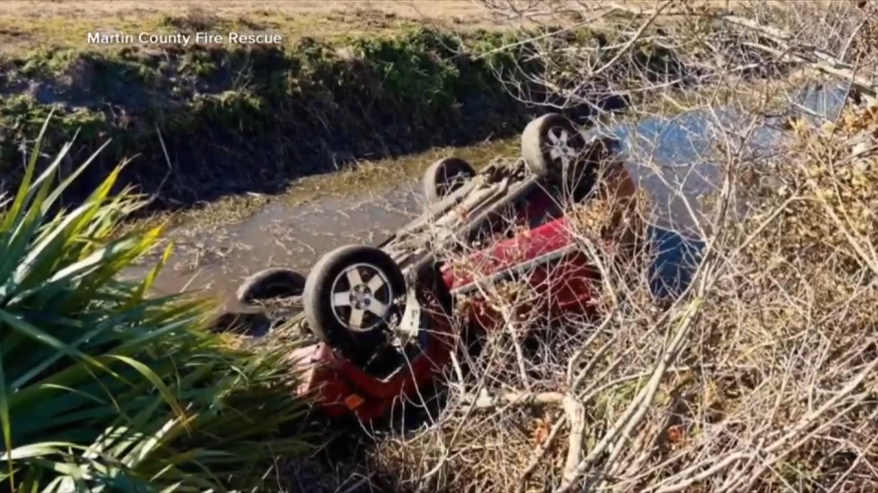 Mother, 3 kids saved after car crashes into Martin County canal; victim ...
