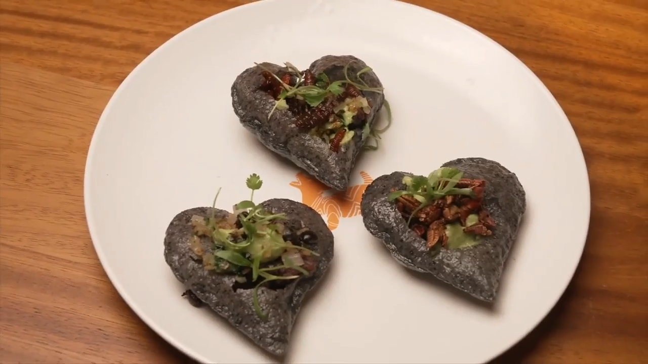 Jacinta de Mexico in Aventura Mall debuts unique plate of bugs on a heart-shaped tortilla in time for Valentine’s Day