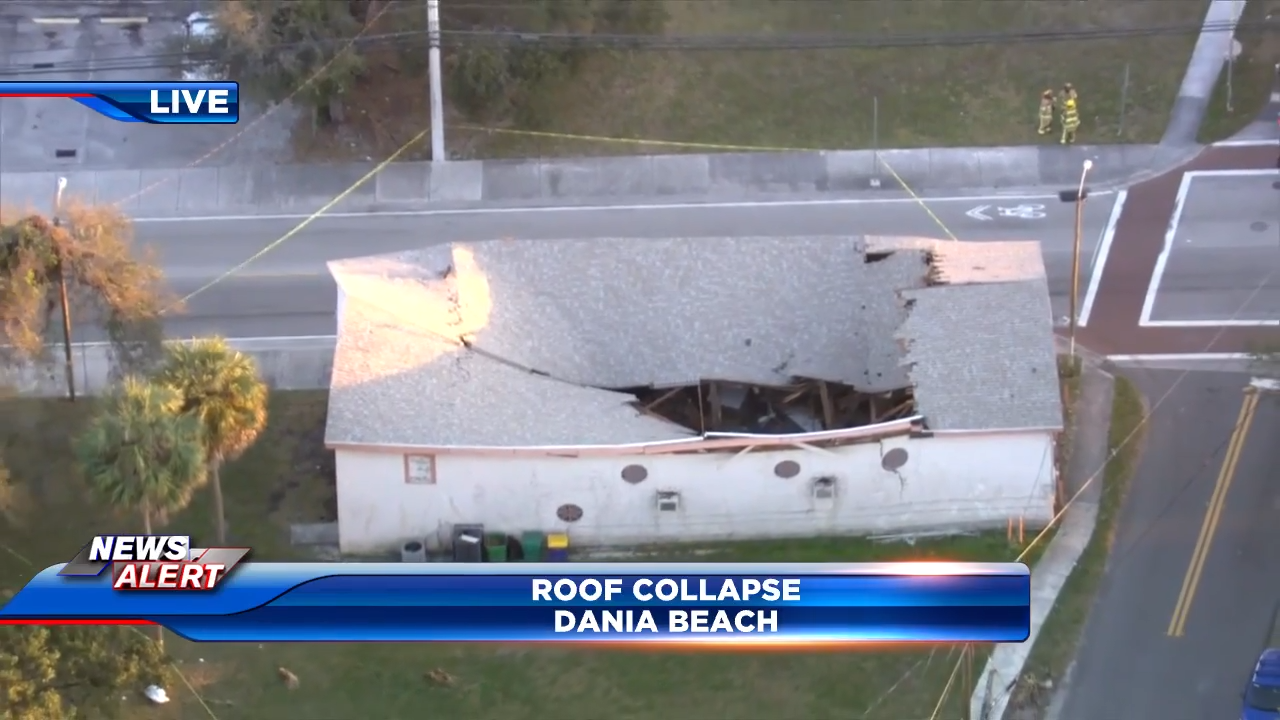 Church roof partially collapses in Dania Beach; no injuries reported