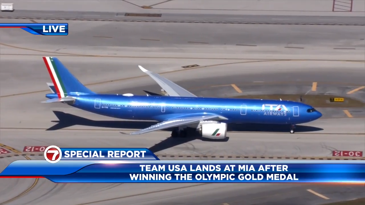 Team USA Men’s Hockey lands at MIA after winning the Olympic gold medal – WSVN 7News | Miami News, Weather, Sports | Fort Lauderdale