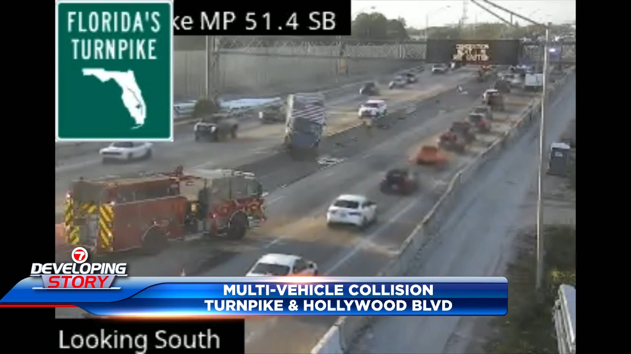 1 killed, 1 hospitalized after multi-vehicle collision on Florida Turnpike near Hollywood Boulevard exit