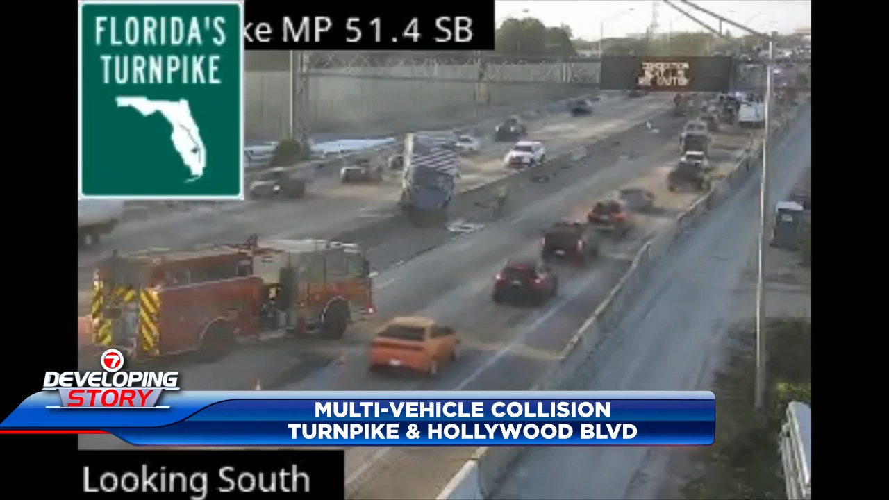 wsvn.com - Jayme Berezdivin - Multi-vehicle collision on Florida Turnpike near Hollywood Boulevard exit; first responders on scene - WSVN 7News | Miami News, Weather, Sports | Fort Lauderdale