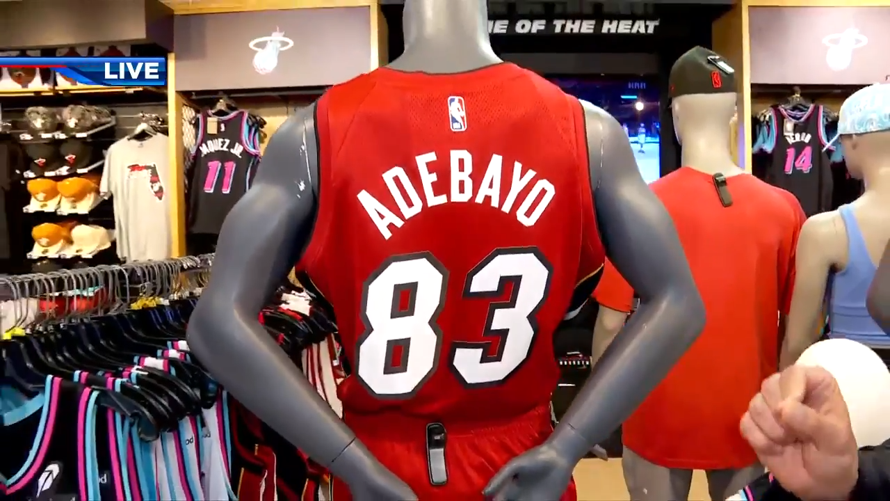 Bam Adebayo’s Miami Heat jersey on sale for  at Kaseya Center in celebration of historic performance – WSVN 7News | Miami News, Weather, Sports | Fort Lauderdale