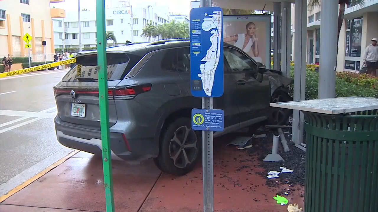 3 hurt after rental SUV driver plows into Miami Beach bus stop - WSVN ...
