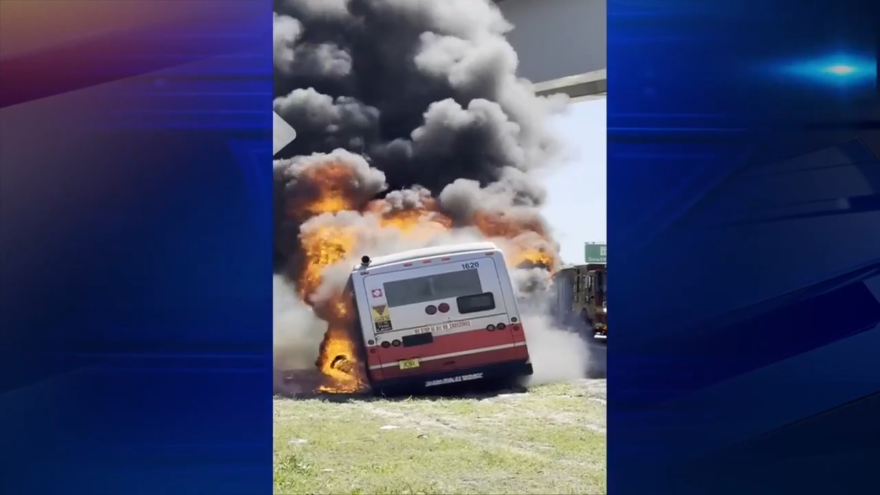 Transit bus bursts into flames in Jacksonville; no injuries reported