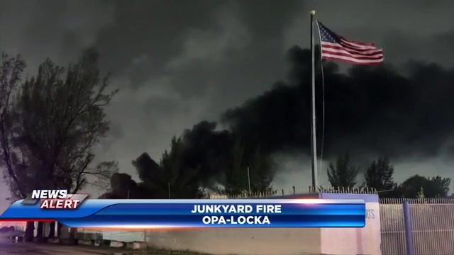 2-alarm fire sparks at junkyard in Opa-locka