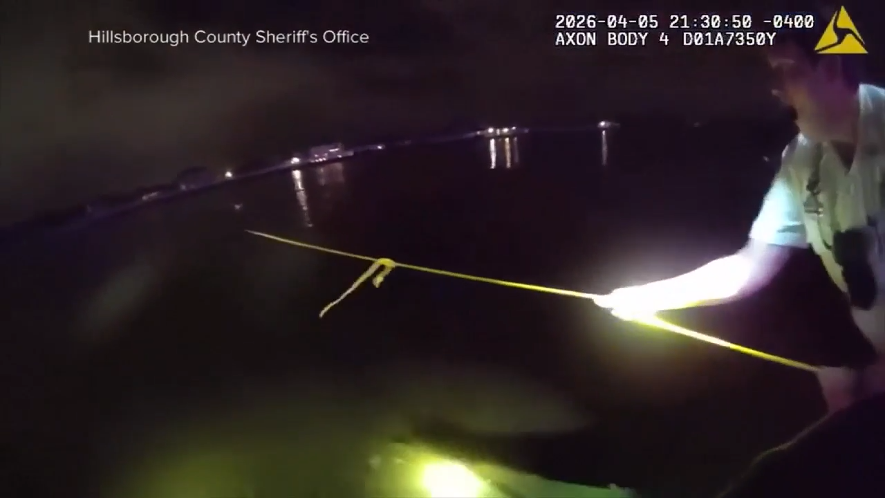 Deputies pull woman from submerged car in retention pond near Tampa