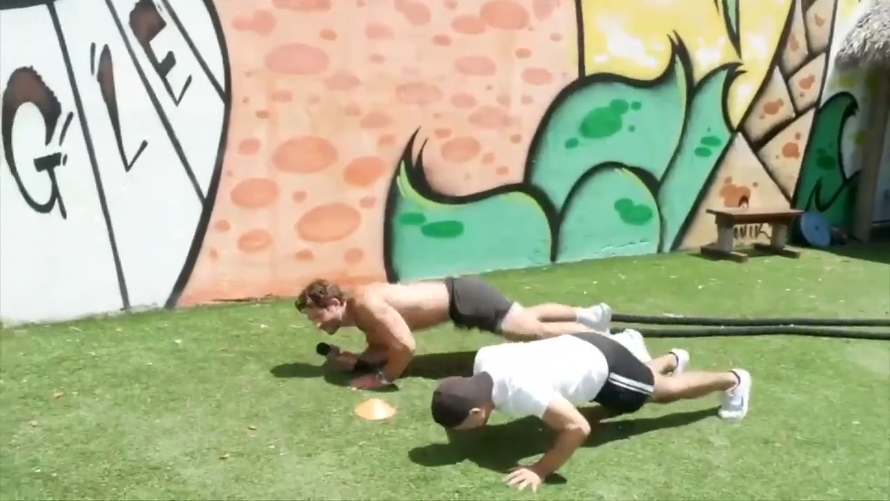 Alex Miranda gets put to the test by Ace, a SoFlo contestant on Prime Video’s American Gladiators