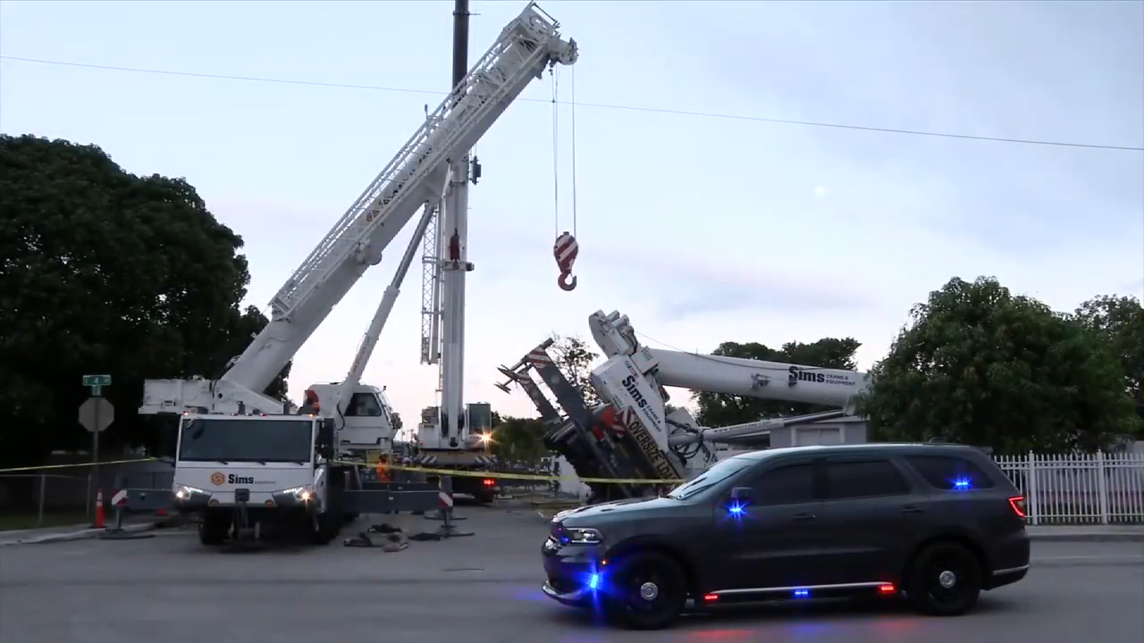 Clean up underway for fallen crane in Hialeah
