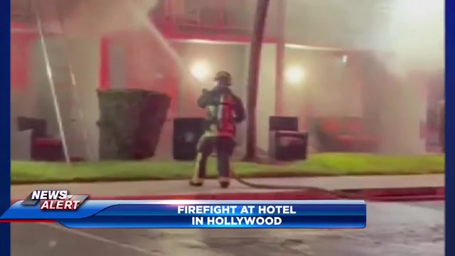 Crews put out fire at Hollywood hotel; 2 evaluated for smoke inhalation, 2 for minor injuries