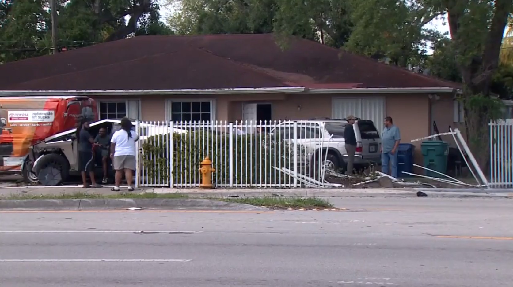 Cybertruck barrels into fence, parked van after colliding with SUV in NW Miami-Dade; 1 hospitalized