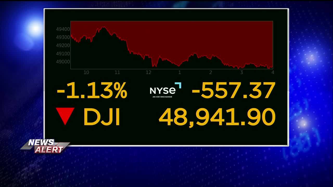 Wall Street falls from its records and oil prices jump after fighting flares in the Middle East