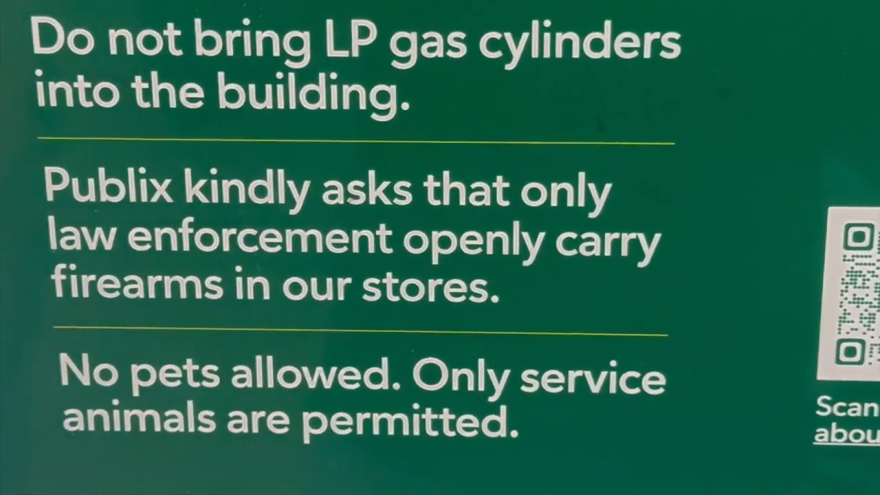 Publix changes open carry policy to only apply for law enforcement officers