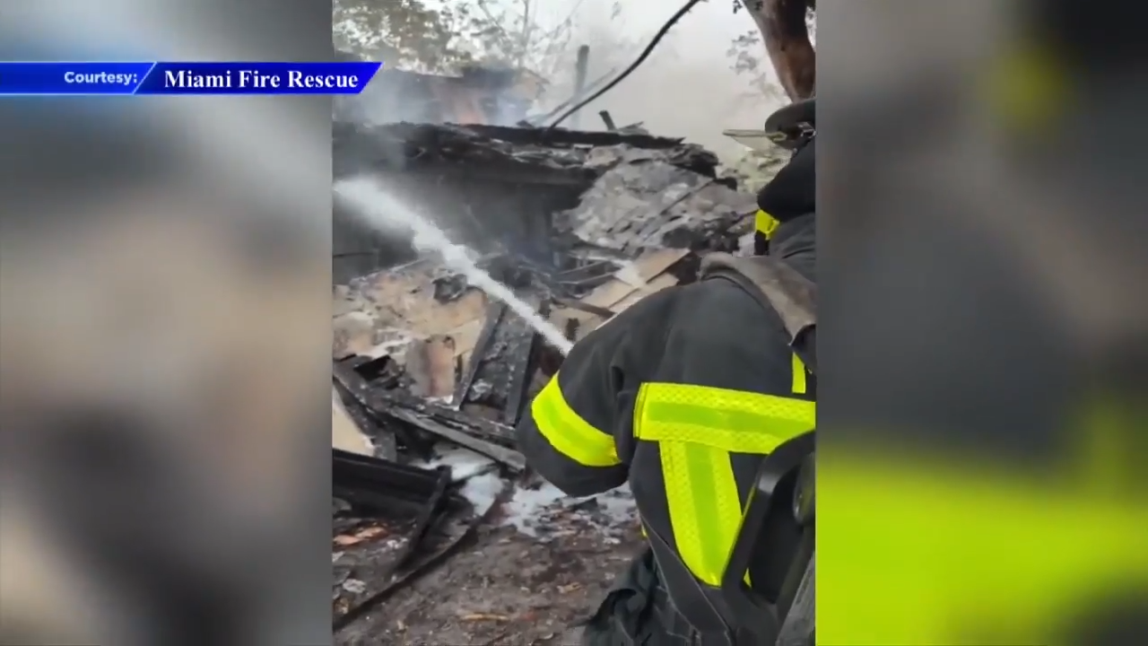 Fire crews respond to a house fire in Miami; no injuries reported