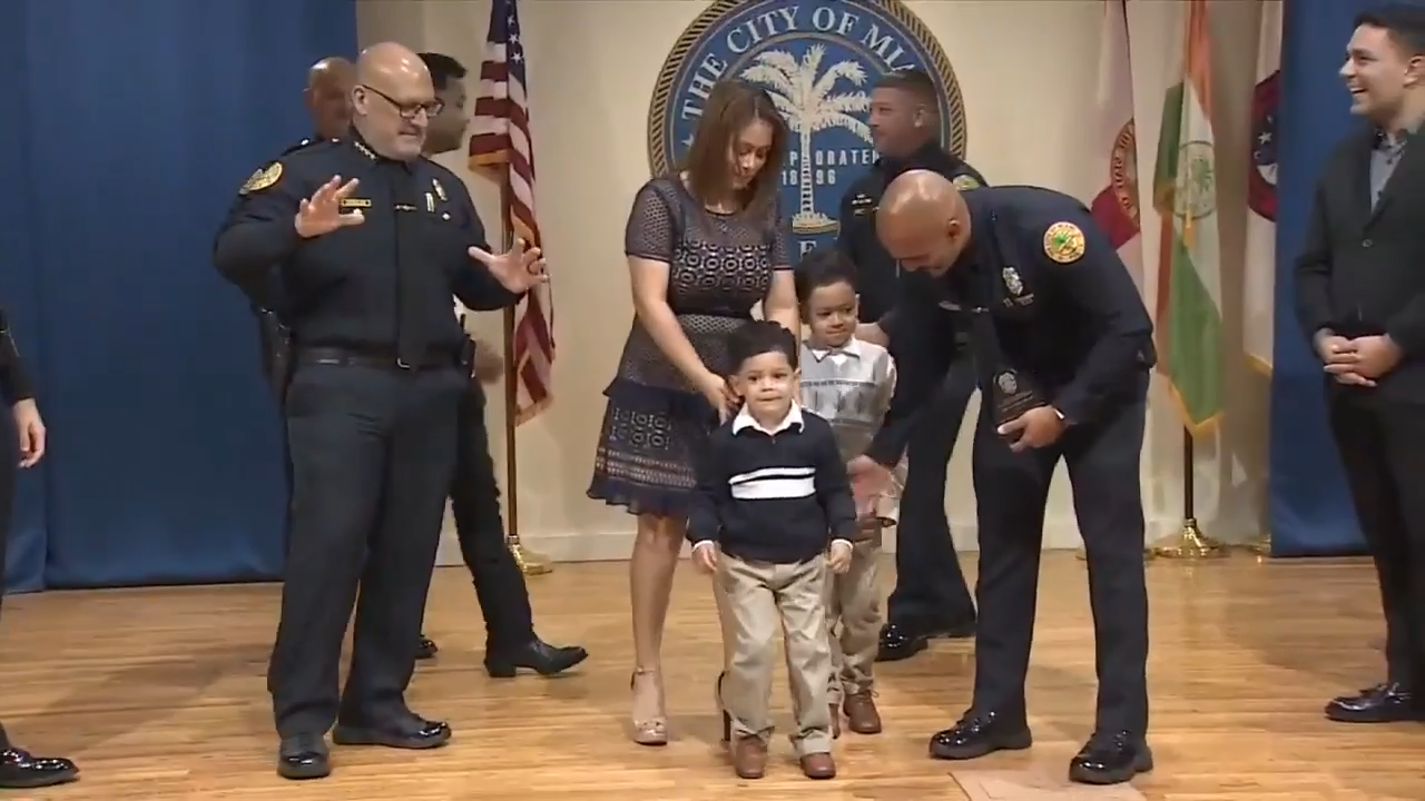 Miami Police officer reunites with 3-year-old boy who suffered severed ...