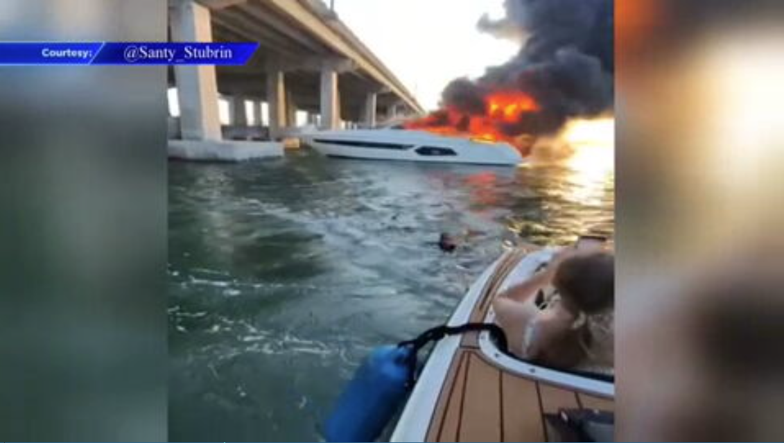 2 boaters OK after vessel erupts in flames in Miami Beach