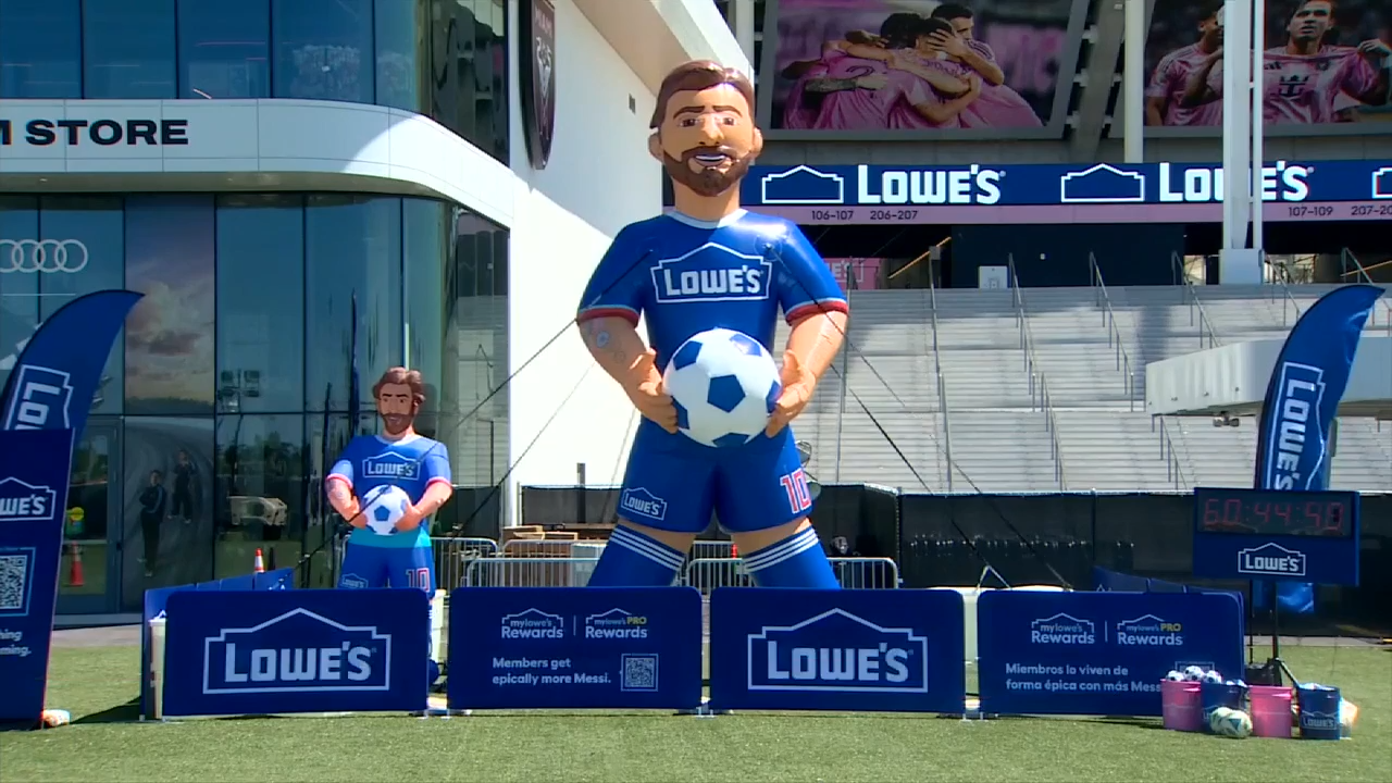 World Cup excitement builds as 20-foot inflatable of Lionel Messi goes on display outside of Nu Stadium