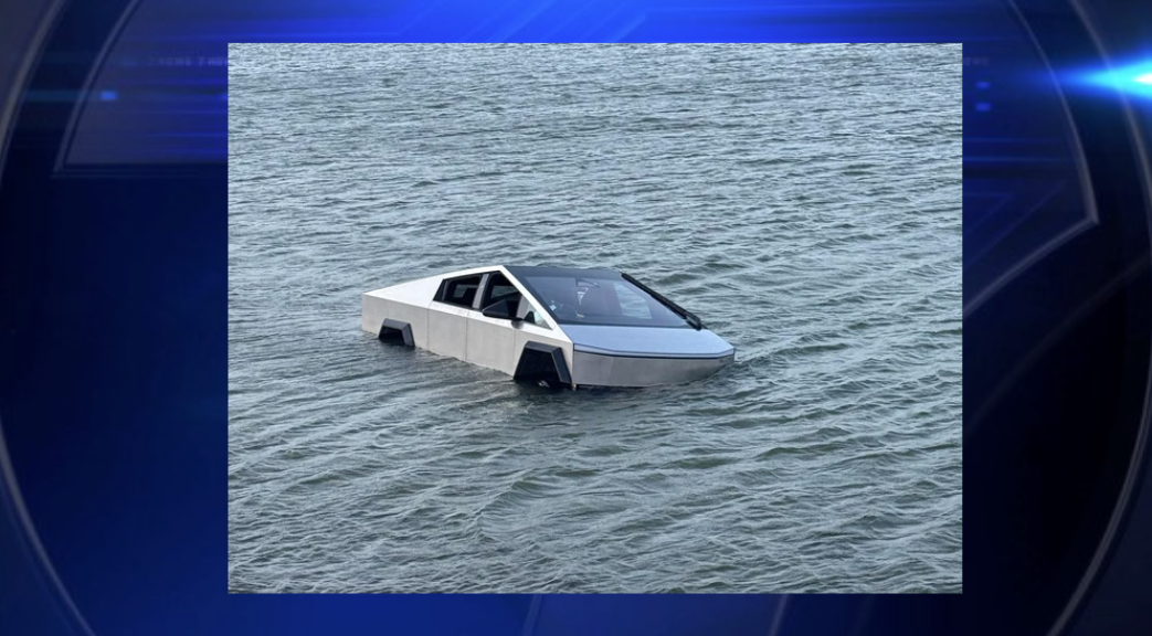 Driver intentionally drove Cybertruck into lake to use vehicle’s “Wade Mode”, police say
