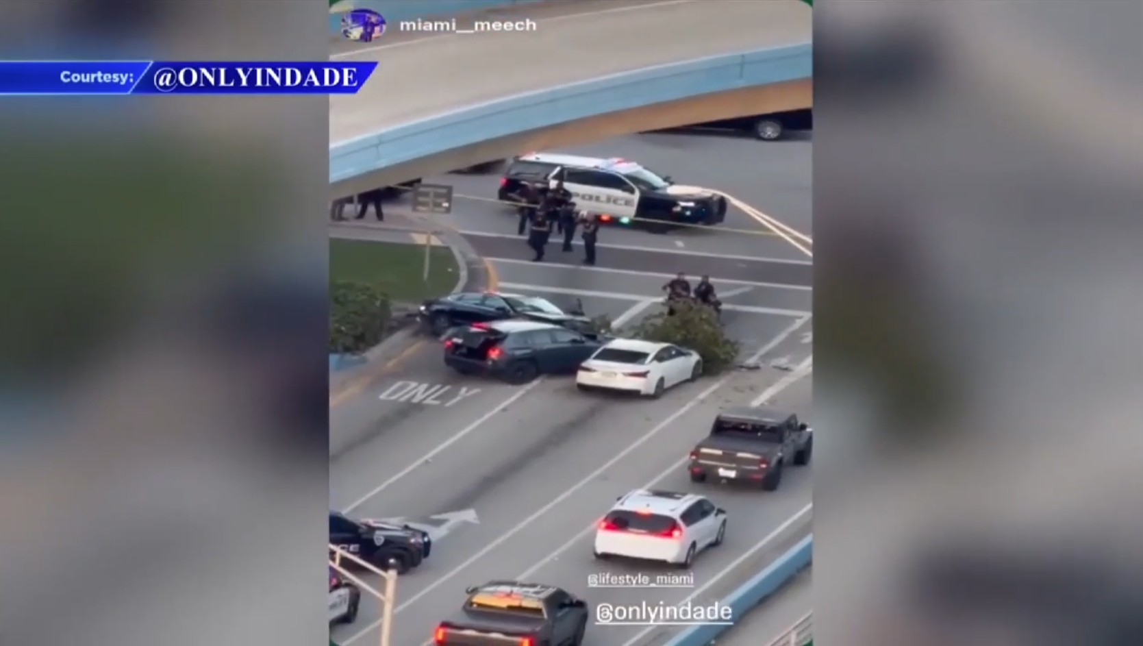Man taken into custody after police pursuit ends in 3-car crash in Hallandale Beach; no injuries