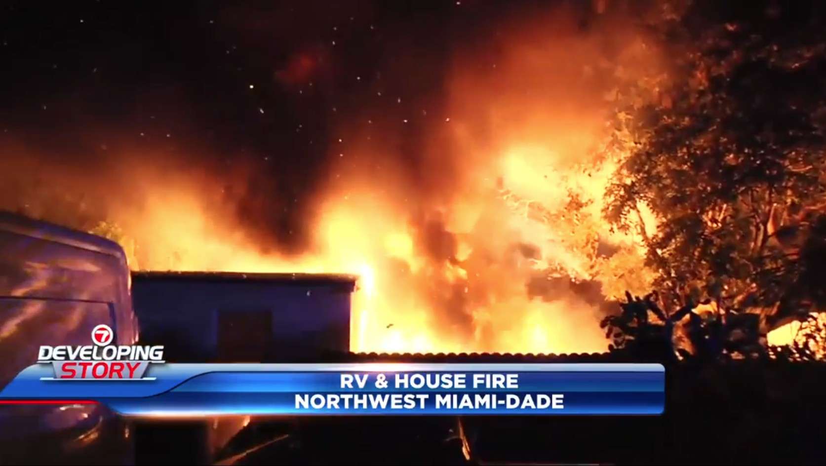 Crews put out RV fire that spread to house in NW Miami-Dade; no injuries reported