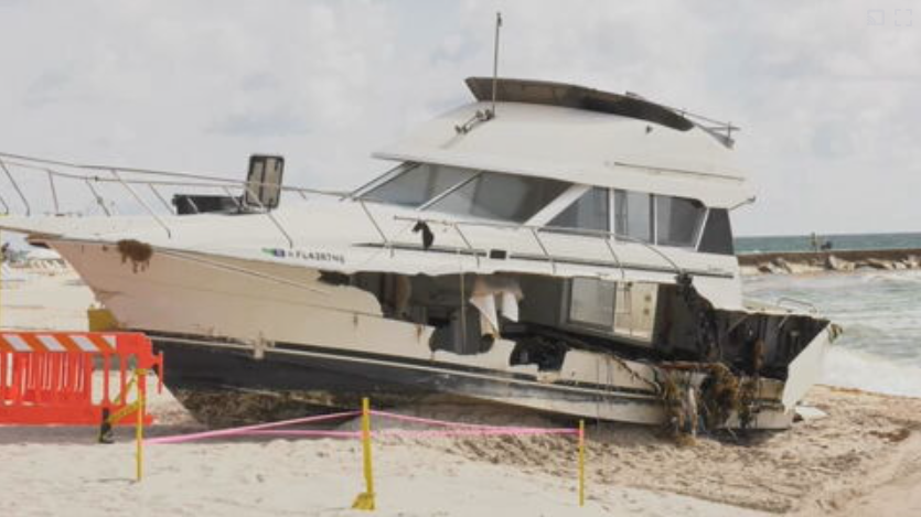 Damaged boat found beached in Bal Harbour; no injuries repor