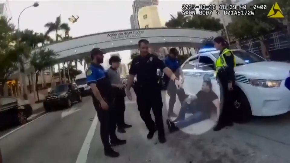 Body camera footage captures police response to brutal street attack by group of bikers; officer seen sitting in cruiser resigns