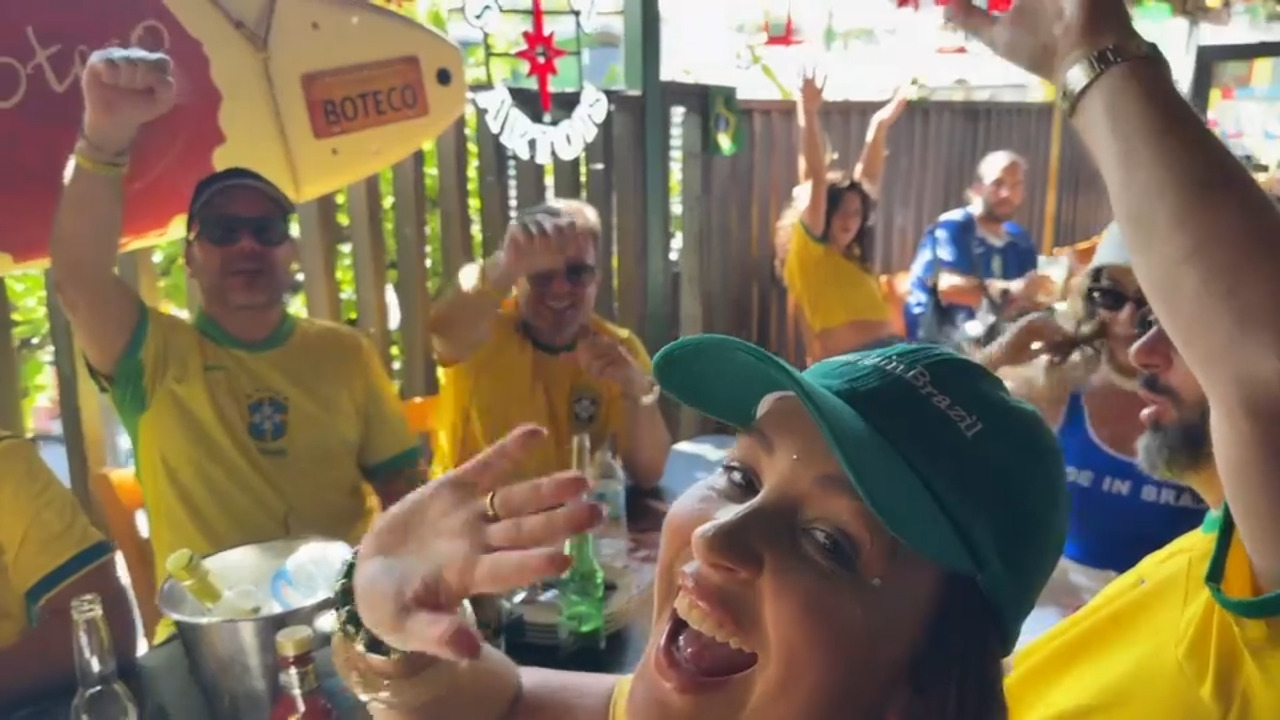 Soccer fans pack Boteco, FIFA Fan Festival for Brazil vs Morocco during the World Cup