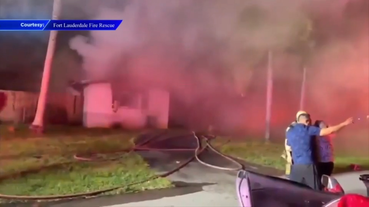 2 woman hospitalized, one pet dead after a house fire in Fort Lauderdale