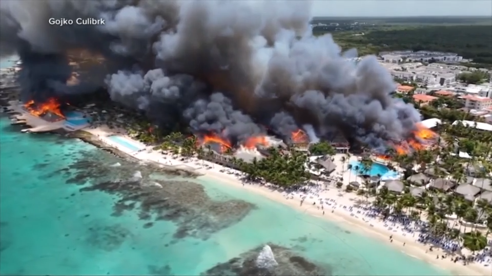 Massive fire destroys resort in Dominican Republic and forces evacuation of almost 1,700 tourists