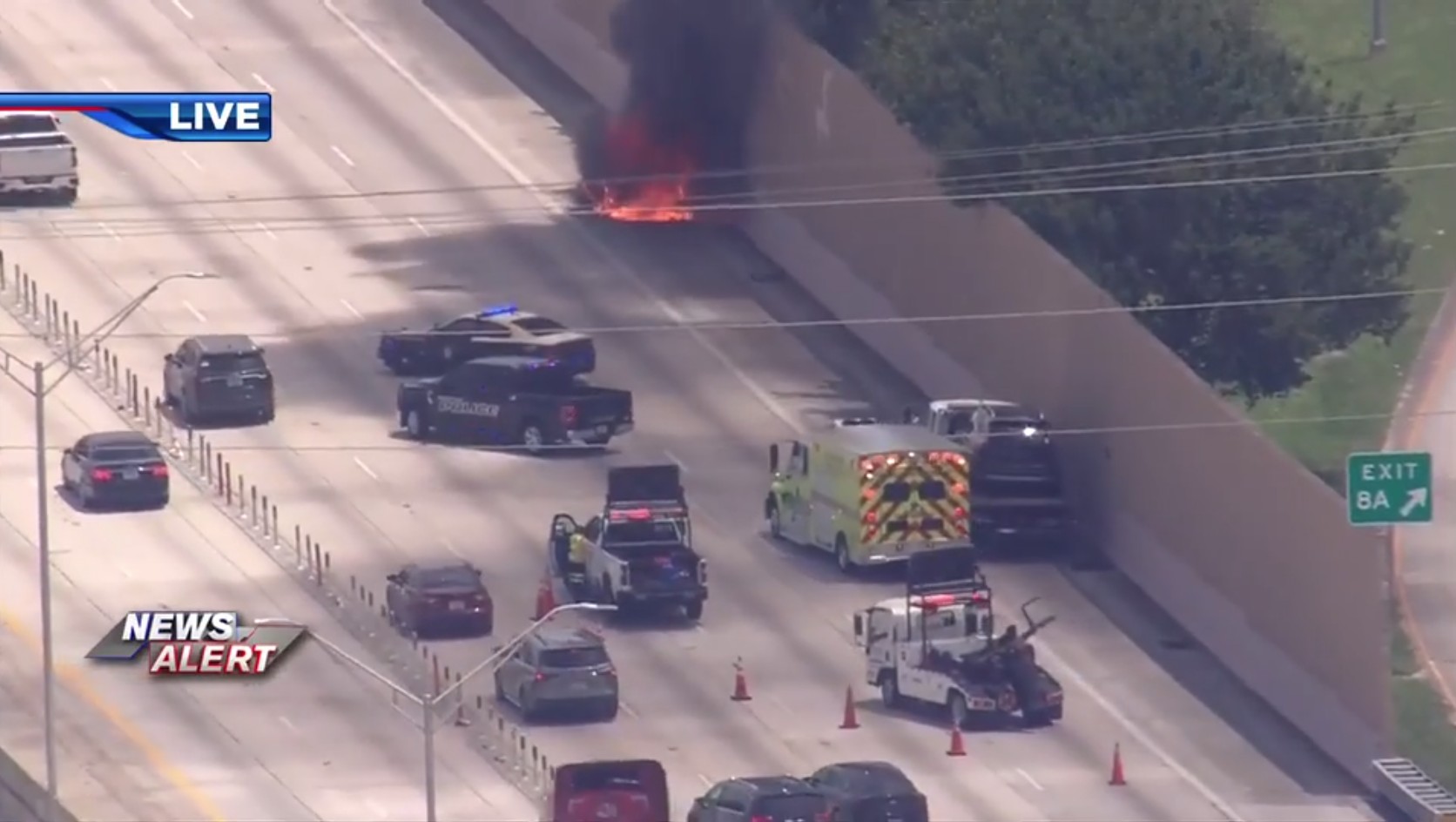 Car catches fire on I-95 in NW Miami-Dade, leading to NB lane closures near NW 95th St.