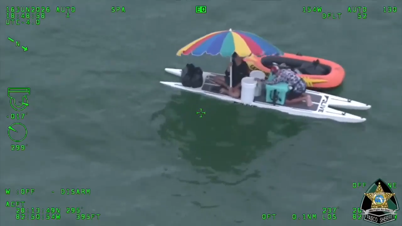 Stranded paddle boaters using makeshift sail rescued by Pasco County Sheriff’s Office off Gulf Coast of Florida