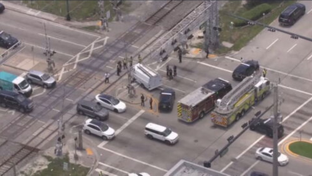 Driver hospitalized after van collides with Brightline train in Hallandale Beach
