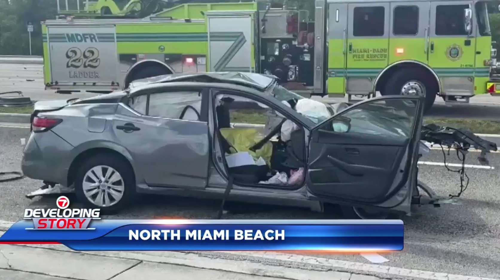Elderly woman killed, 4 hospitalized after 4-vehicle crash in North Miami Beach