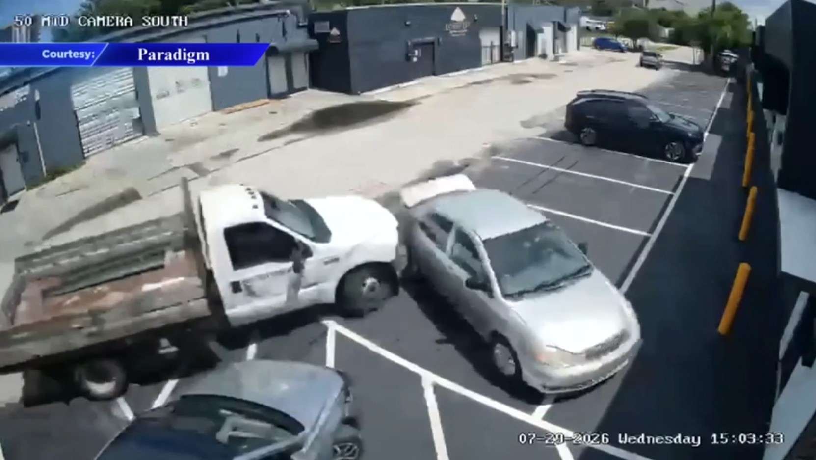 Surveillance footage captures truck barreling into Lost City Brewing in North Miami
