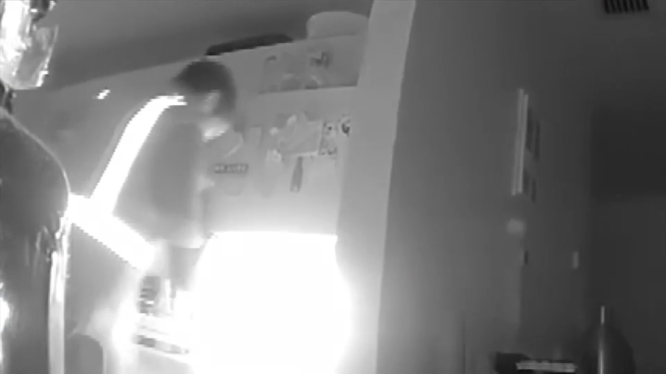 Burglar caught on camera raiding fridge after breaking into Miami home as family slept