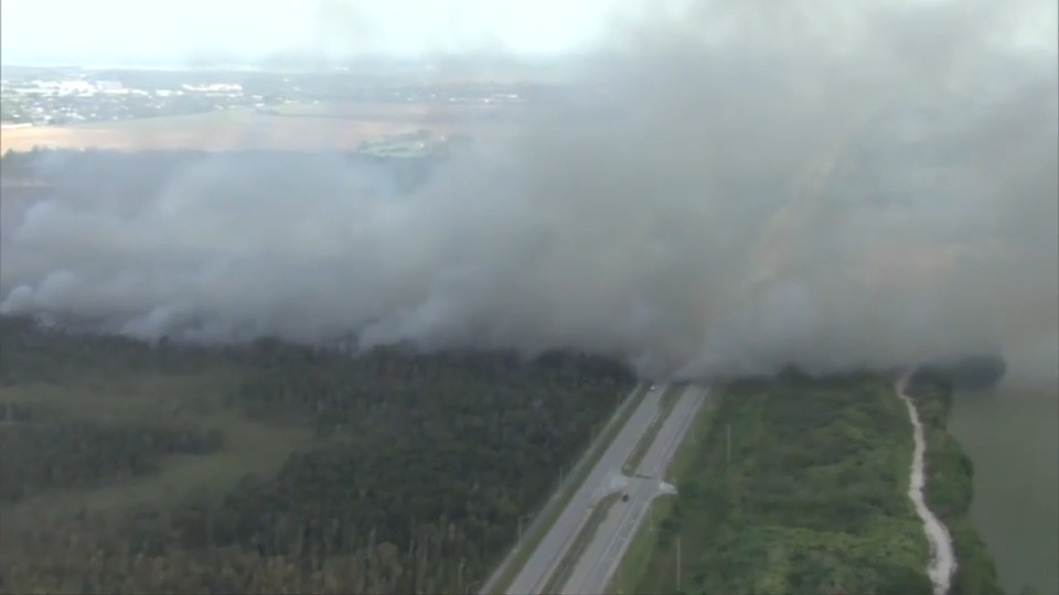 Krome Avenue between SW 8th St. and SW 88th St. reopened after brush fire that has burned 700 acres, 50% contained