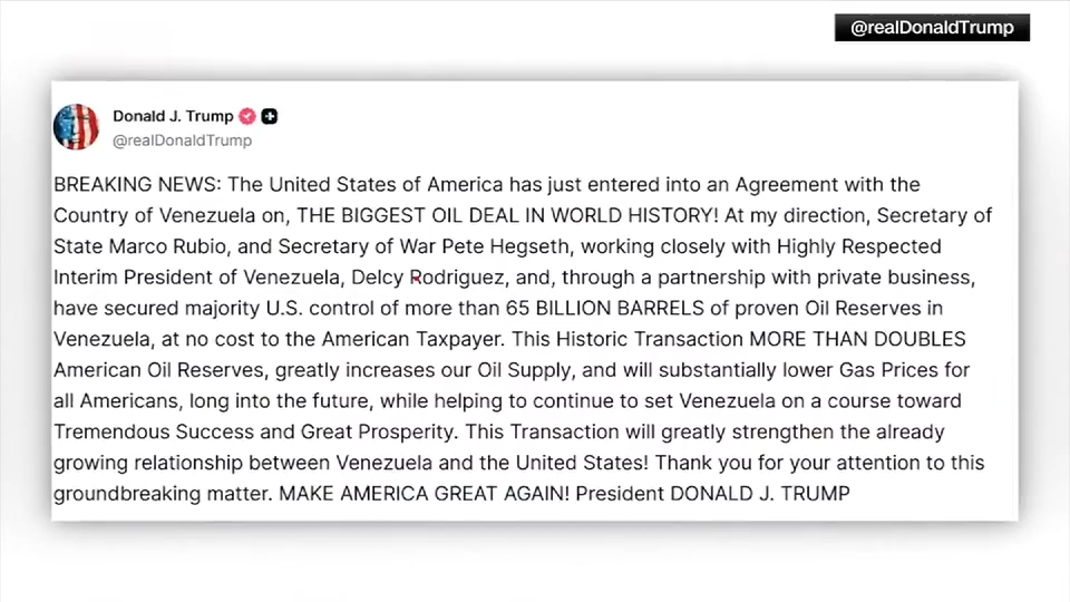 What we know about Trump’s deal giving US access to vast oil reserves in Venezuela