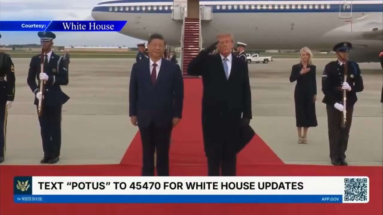 China’s Xi arrives in Washington, kicking off his state visit with rare planeside welcome from Trump