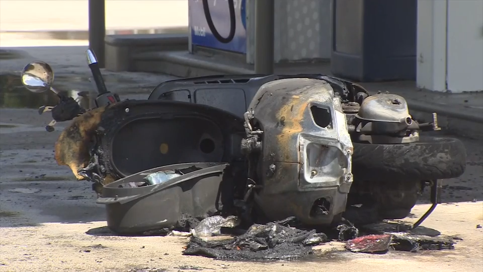 Scooter in flames near gas pump extinguished in Northeast Miami