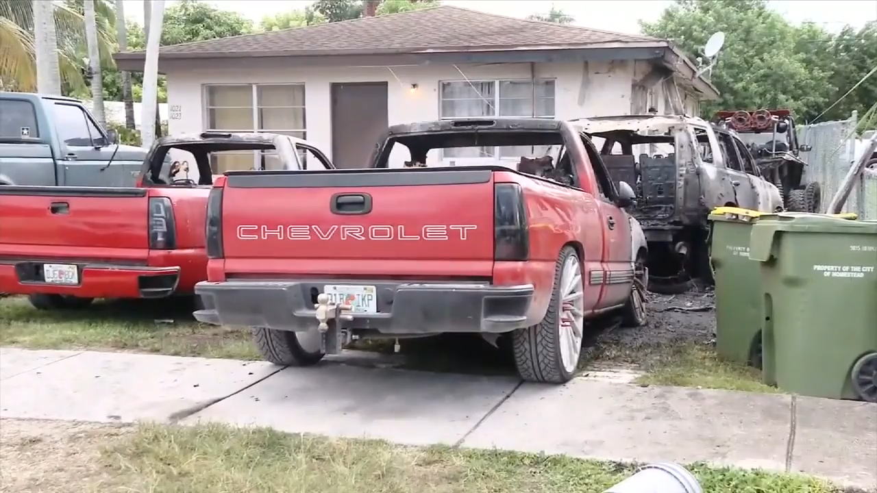 3 cars, ATV burst into flames in driveway of Homestead home