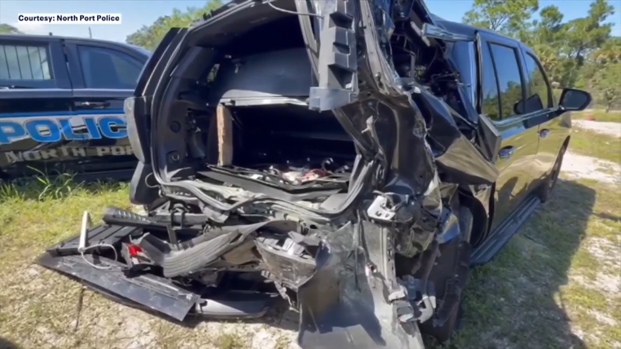 1 dead, North Port Police cruiser hit by driver during series of chain-reaction crashes on I-75