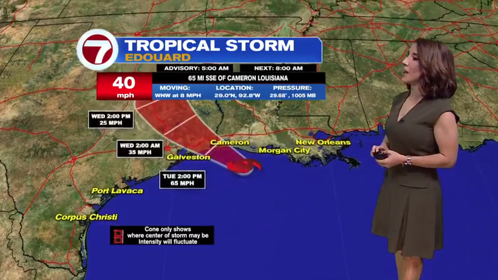 Tropical Storm Edouard approaches Texas and Louisiana with potential for heavy rains, flooding