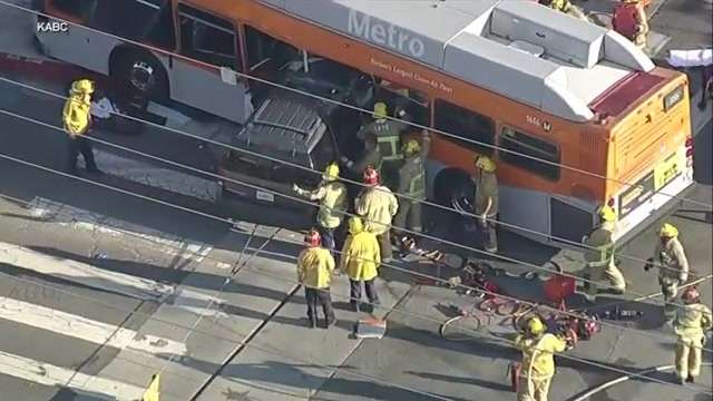 Driver arrested in bus collision that happened before news helicopter crash in LA