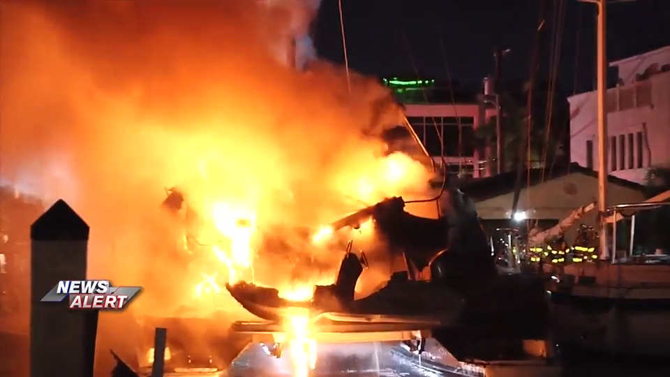 Yacht erupts in flames at Fort Lauderdale marina