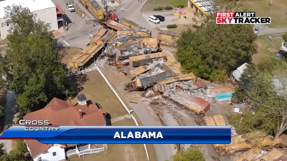 New details after 34 rail cars derail when train hits commercial vehicle in Alabama